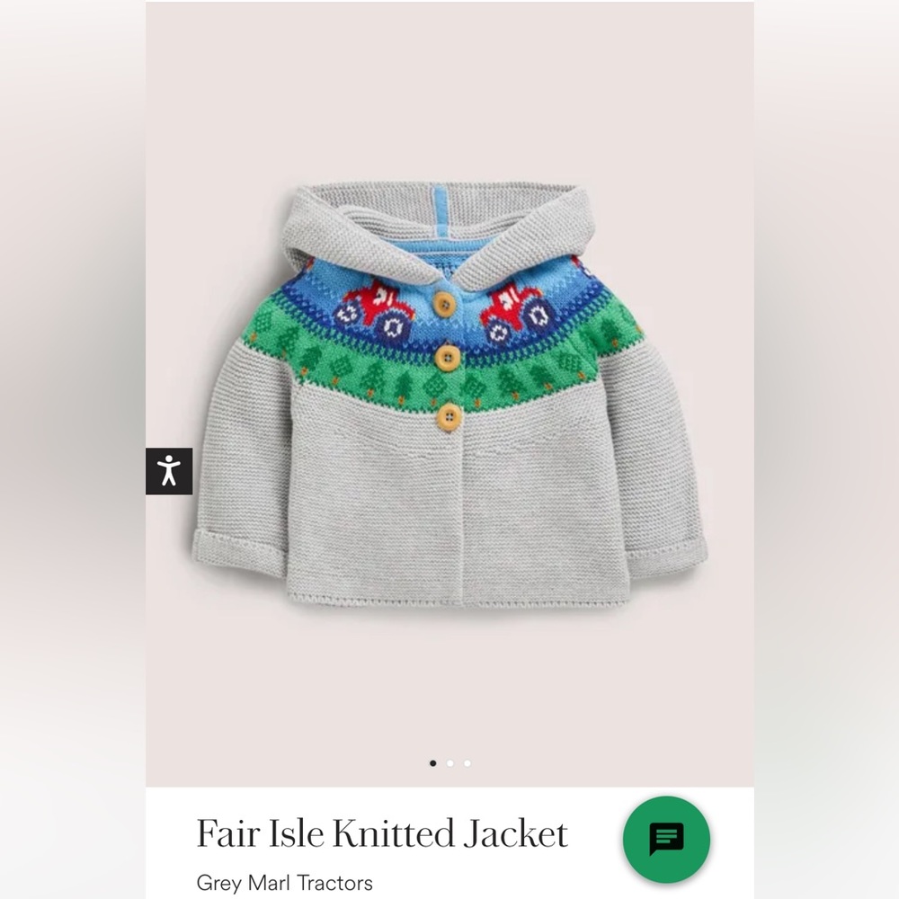 NWT size 2-3 years Mini Boden tractor hooded jacket  cardigan sweater - new!